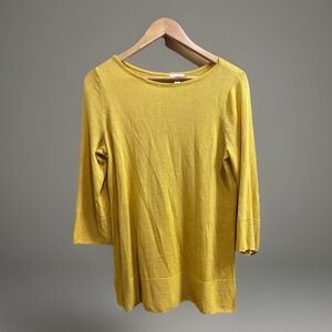J.Jill Linen Knit Pullover Womens Sz S Lagenlook Minimalist 3/4 Sleeve Sweater